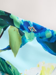 Aqua Blue/Lime Green Floral Roll Top Bikini Bottoms - Image 9 of 9