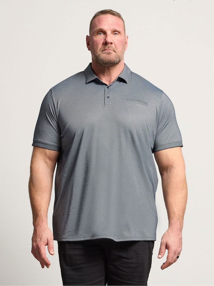 BadRhino Big & Tall Blue Two Tone Textured Polo Shirt - Image 1 of 6