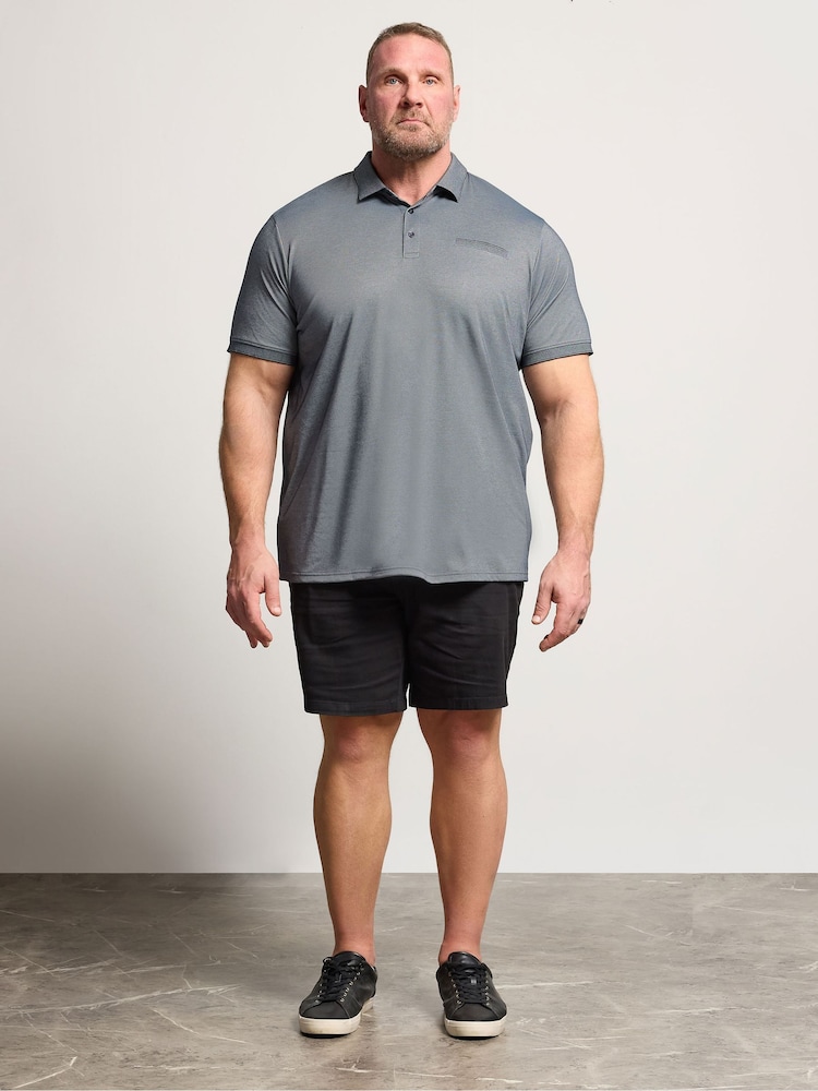 BadRhino Big & Tall Blue Two Tone Textured Polo Shirt - Image 2 of 6