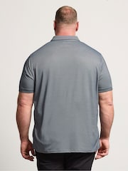 BadRhino Big & Tall Blue Two Tone Textured Polo Shirt - Image 3 of 6
