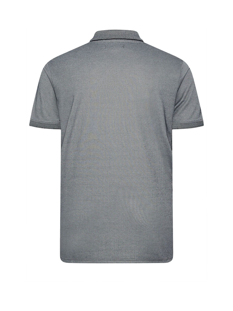 BadRhino Big & Tall Blue Two Tone Textured Polo Shirt - Image 6 of 6