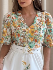 Girl In Mind Azelia Puff Sleeve V-Neck Dress - Image 4 of 6