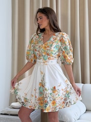 Girl In Mind Azelia Puff Sleeve V-Neck Dress - Image 5 of 6