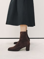 Chocolate Brown Forever Comfort® Round Toe Sock Ankle Boots - Image 1 of 3