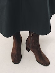 Chocolate Brown Forever Comfort® Round Toe Sock Ankle Boots - Image 2 of 3