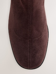 Chocolate Brown Standard fit Forever Comfort® Faux Suede Round Toe Sock Ankle Boots - Image 6 of 8