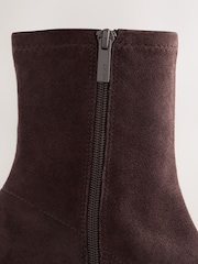 Chocolate Brown Standard fit Forever Comfort® Faux Suede Round Toe Sock Ankle Boots - Image 8 of 8