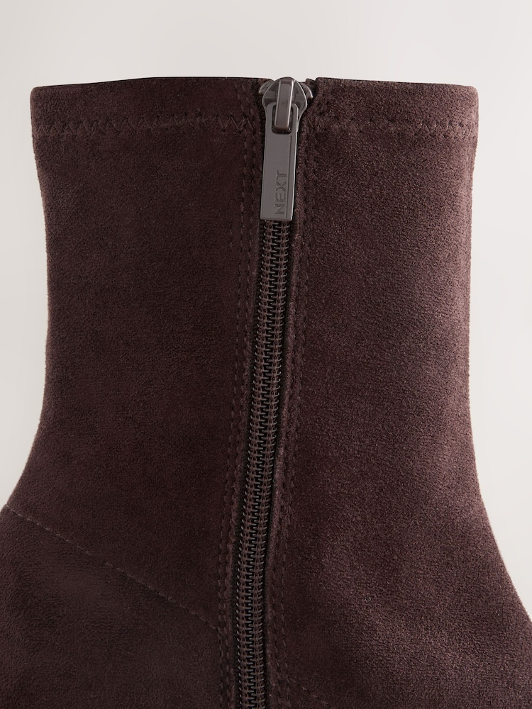 Chocolate Brown Standard fit Forever Comfort® Faux Suede Round Toe Sock Ankle Boots - Image 8 of 8 Chocolate Brown Standard fit Forever Comfort® Faux Suede Round Toe Sock Ankle Boots - Image 8 of 8