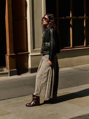Burgundy Red Leather Harness Buckle Slouch Ankle Boots - Image 2 of 4