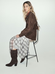 Chocolate Brown Forever Comfort® Whipstitch Knee High Slouch Boots - Image 4 of 10