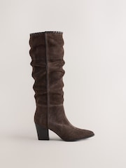 Chocolate Brown Forever Comfort® Whipstitch Knee High Slouch Boots - Image 6 of 10