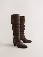Chocolate Brown Forever Comfort® Whipstitch Knee High Slouch Boots - Image 7 of 10