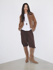 Taupe/Tan N. Premium Knee High Chisel Toe Kitten Heel Boots - Image 2 of 4