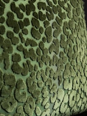 Rockett St George Green Leopard Love Cut Velvet Fringe Cushion - Image 3 of 4