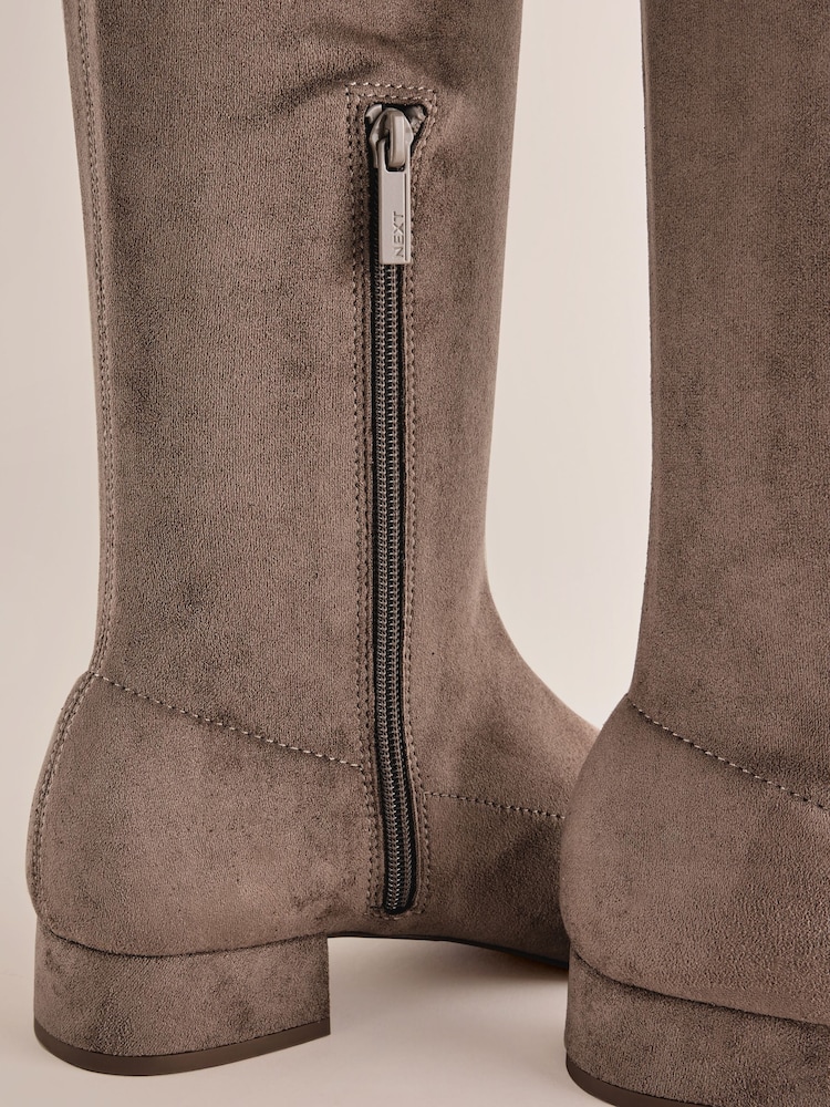 Taupe Brown Standard/Wide Fit Forever Comfort® Faux Suede Chisel Toe Knee High Sock Boots - Image 10 of 10 Taupe Brown Standard/Wide Fit Forever Comfort® Faux Suede Chisel Toe Knee High Sock Boots - Image 10 of 10