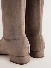 Taupe Brown Standard/Wide Fit Forever Comfort® Faux Suede Chisel Toe Knee High Sock Boots - Image 8 of 10