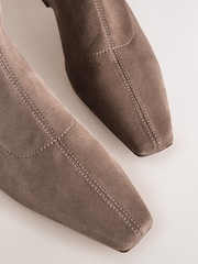 Taupe Brown Standard/Wide Fit Forever Comfort® Faux Suede Chisel Toe Knee High Sock Boots - Image 9 of 10