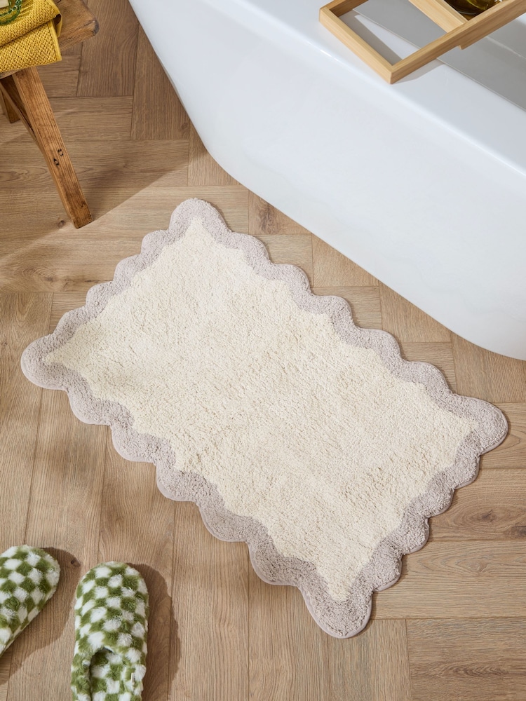 Furn Natural Lil Scallop Edge Bath Mat - Image 1 of 4