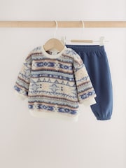 Blue Fairisle Fleece Top and Joggers Baby Set (0mths-2yrs) - Image 1 of 8