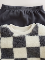 Grey Checkerboard Fleece Top and Joggers Baby Set (0mths-2yrs) - Image 7 of 13