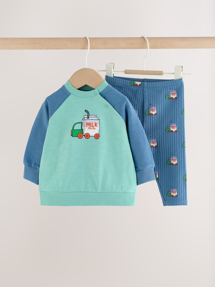 Green Milk Truck Top and Leggings Baby Set (0mths-2yrs) - Image 1 of 9 Green Milk Truck Top and Leggings Baby Set (0mths-2yrs) - Image 1 of 9
