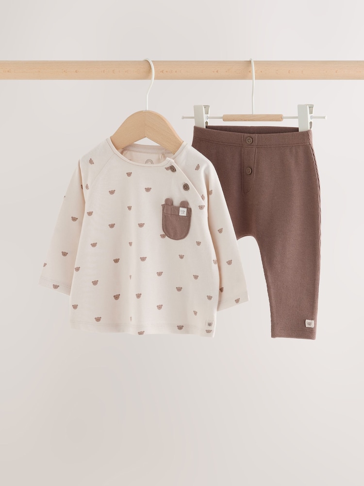 Tan Brown Bear Top and Leggings Baby Set (0mths-2yrs) - Image 1 of 9 Tan Brown Bear Top and Leggings Baby Set (0mths-2yrs) - Image 1 of 9