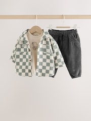 Grønt sjakkbrett - Babysett med Shacket, topp og bukse (3 Pieces) (0mnd.–2år) - Bilde 1 av 10