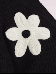 Yours Curve Black 3D Floral Midi Cardigan - Image 4 of 5