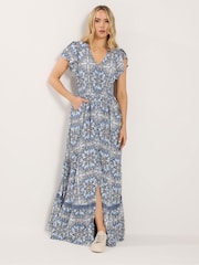 Long Tall Sally Blue Button Lace Maxi Dress - Image 3 of 6