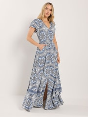 Long Tall Sally Blue Button Lace Maxi Dress - Image 4 of 6