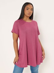 Yours Curve Pink Soft Touch Ribbed Swing Top - Image 1 of 5