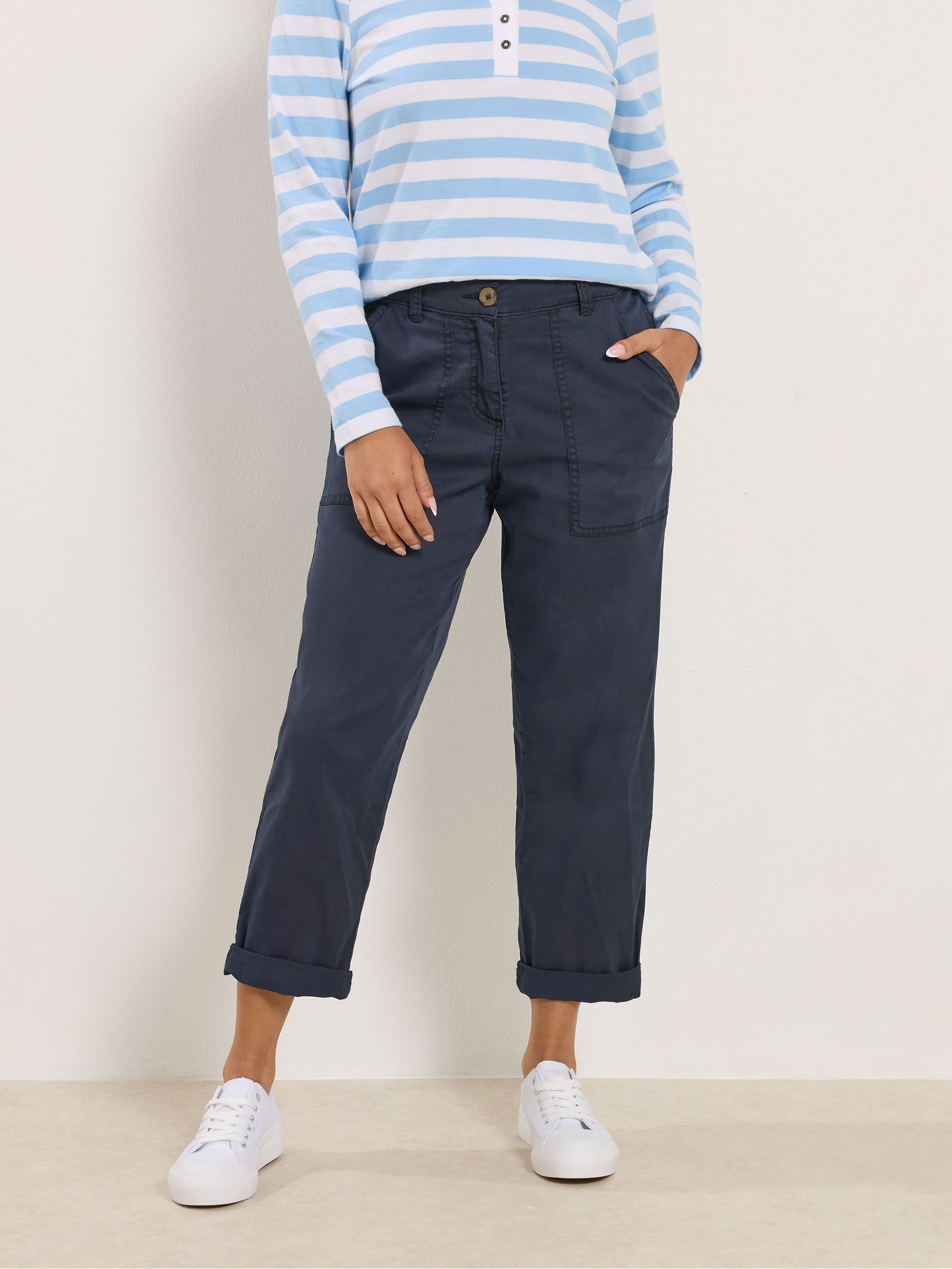M & Co Women's Blue Petite Carpenter Tapered Trousers