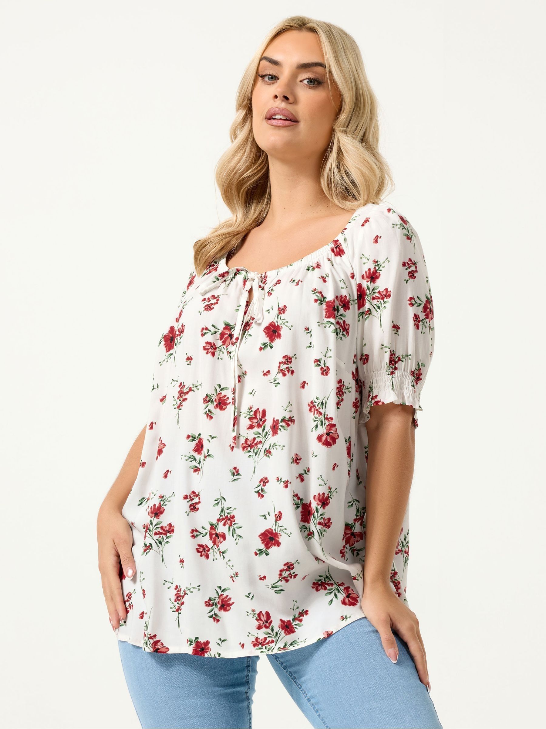 Yours Curve Women's White Boho Blouse