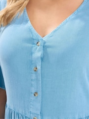 Yours Curve Blue Chambray Maxi Tea Dress - Image 4 of 5