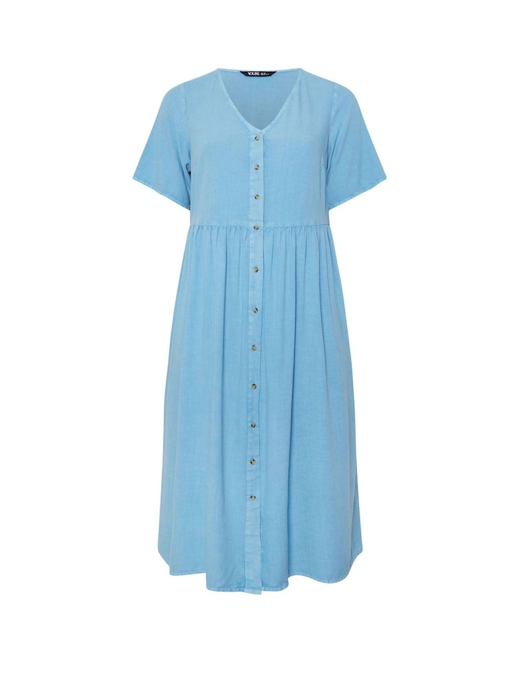 Yours Curve Blue Chambray Maxi Tea Dress - Image 5 of 5 Yours Curve Blue Chambray Maxi Tea Dress - Image 5 of 5