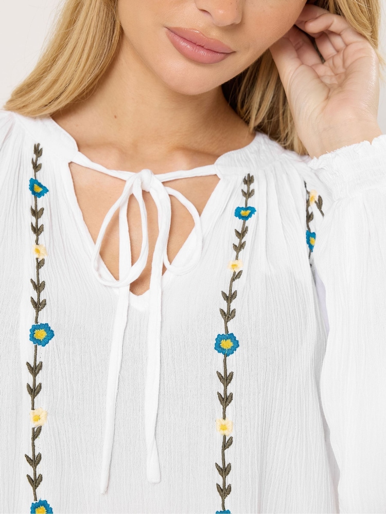 M&Co Cream Floral Embroidered Blouse - Image 4 of 4