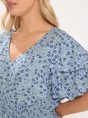 Yours Curve Blue Flutter Sleeve Top - Image 4 of 5