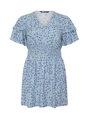 Yours Curve Blue Flutter Sleeve Top - Image 5 of 5