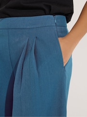 PixieGirl Petite Blue Pleated Front Palazzo Trousers - Image 5 of 6