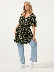 Yours Curve Black Flutter Sleeve Blouse - Image 2 of 5