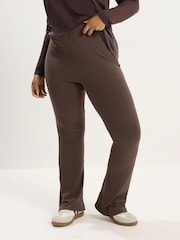 Yours Curve Brown Ribbed Flare Leggings - Image 1 of 5