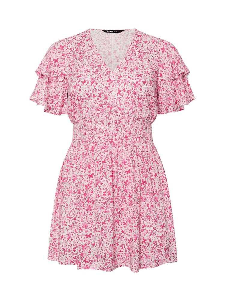 Yours Curve Pink Flutter Sleeve Blouse - Image 5 of 5