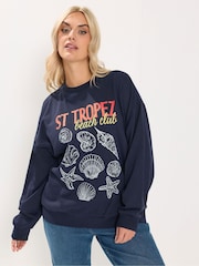 Yours Curve Blue Sweatshirt - Image 1 of 5