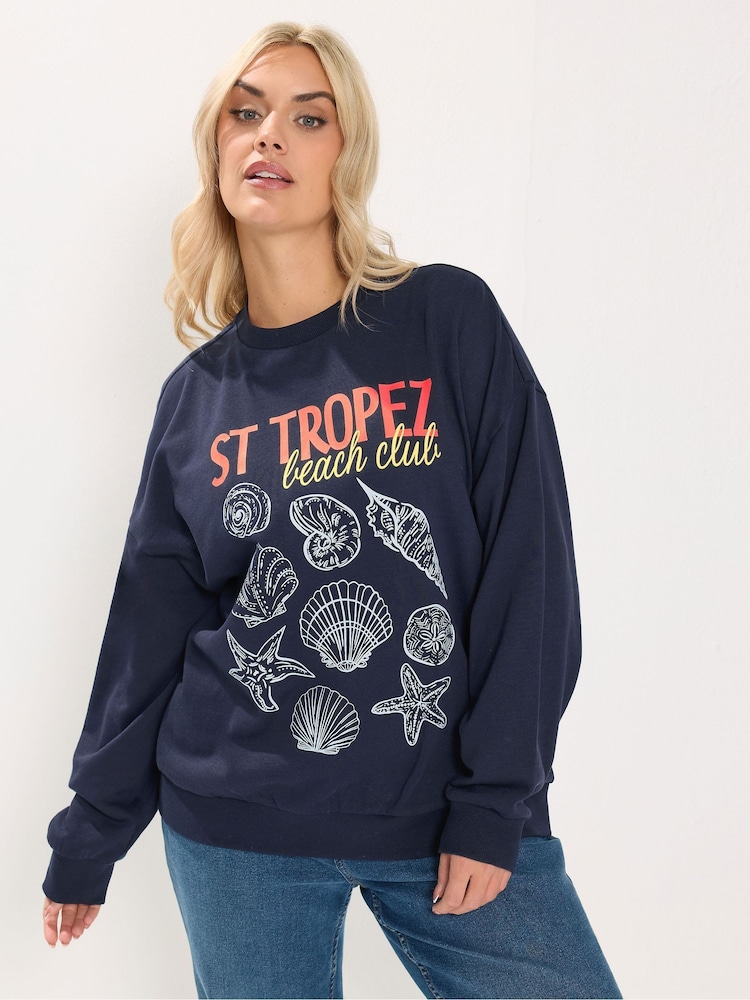 Yours Curve Blue Sweatshirt - Image 1 of 5
