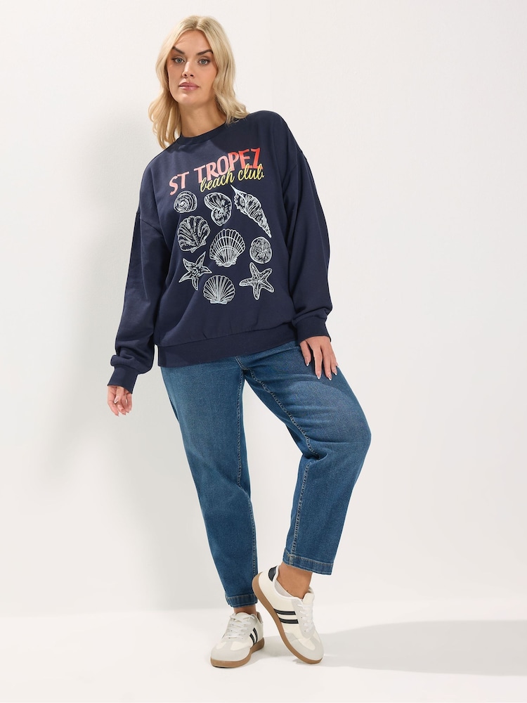 Yours Curve Blue Sweatshirt - Image 2 of 5
