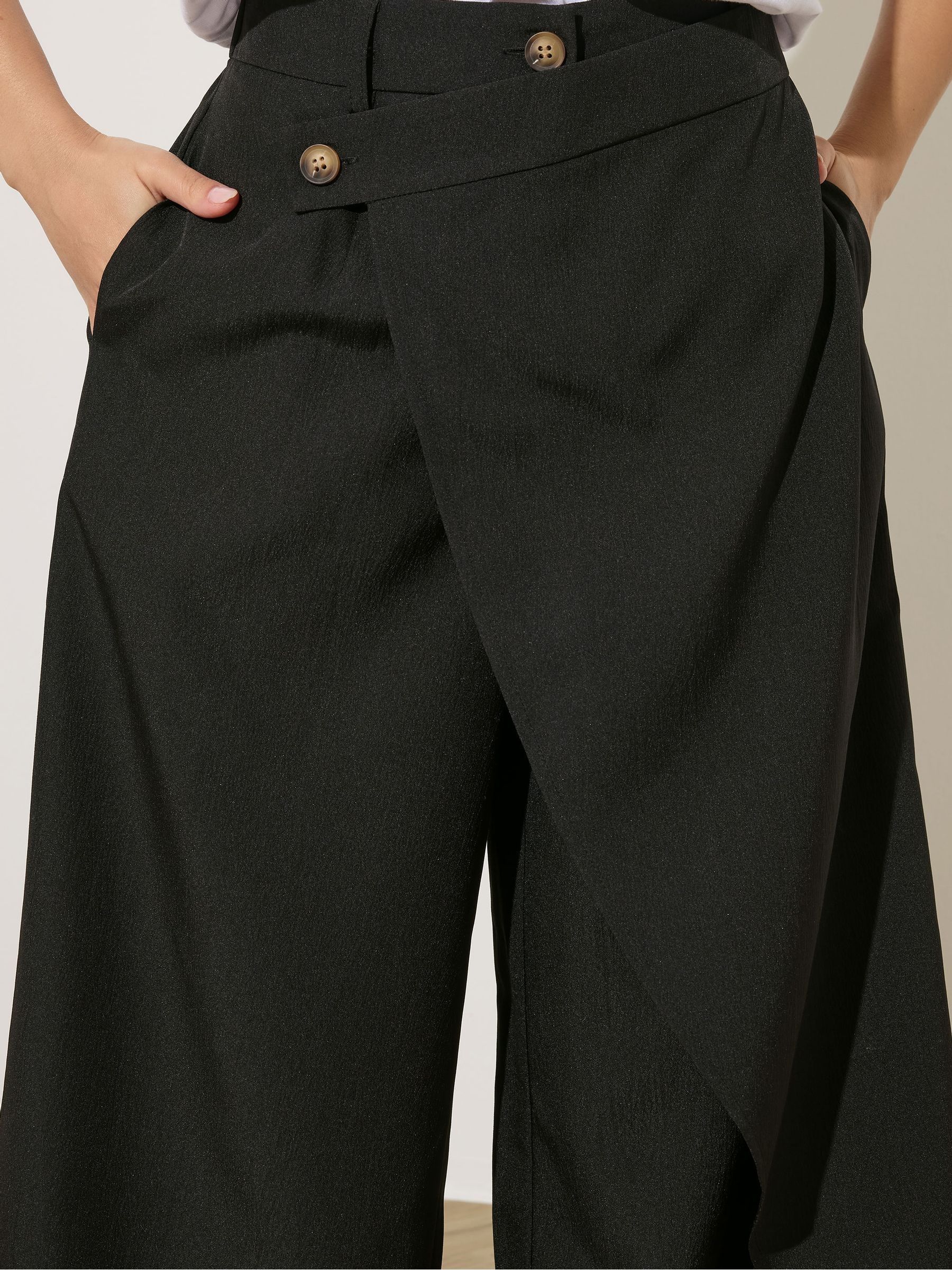 Buy PixieGirl Petite Black Wrap Wide Leg Trousers from the Next UK