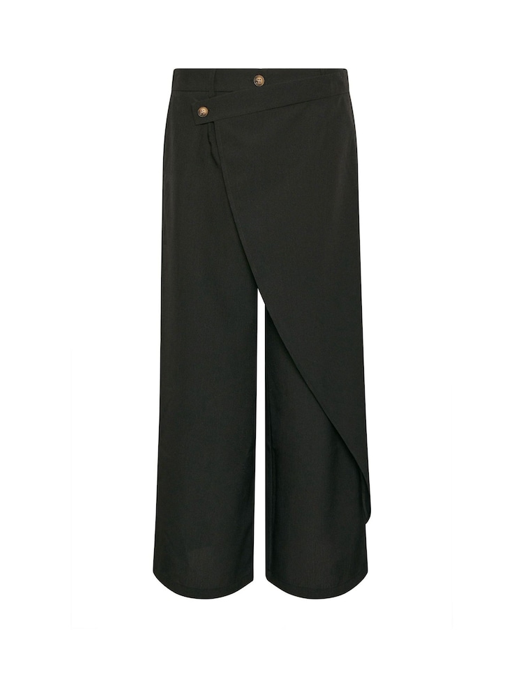 PixieGirl Petite Black Wrap Wide Leg Trousers - Image 5 of 5