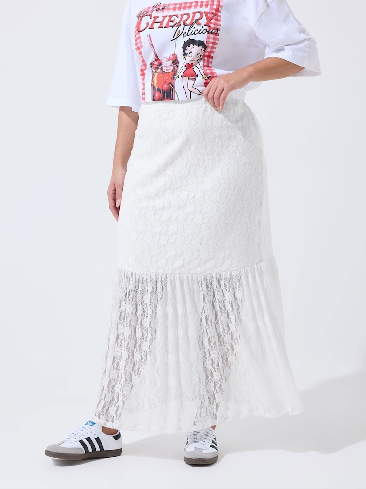 Yours Curve White Limited Lace Skirt - Image 1 of 6