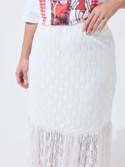 Yours Curve White Limited Lace Skirt - Image 5 of 6
