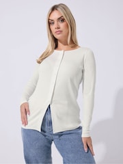 Yours Curve White Limited Long Sleeve Button Top - Image 1 of 5